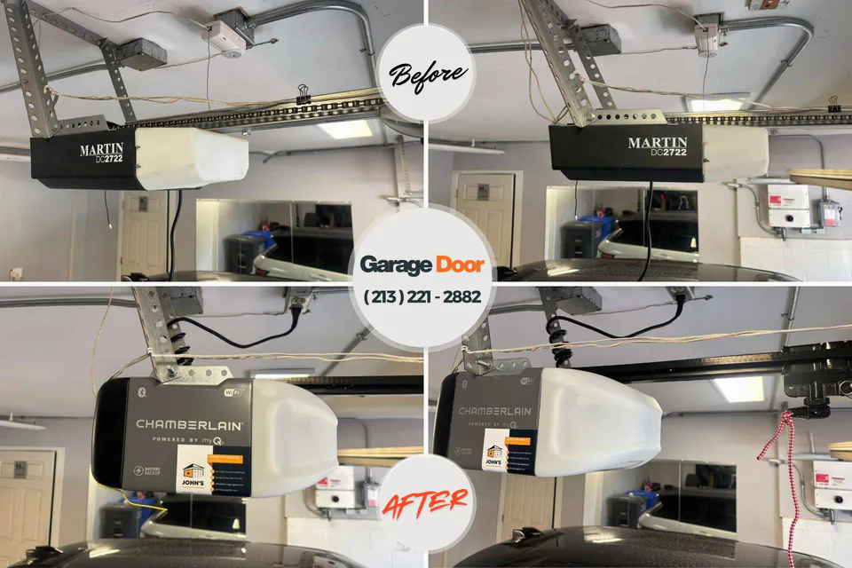 Before and after: garage door repair Laurium, MI